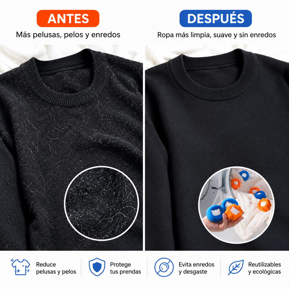 Bolas Atrapa Pelusas para Lavadora x5