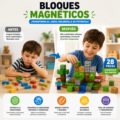 Bloques Magnéticos Minecraft 28 Piezas