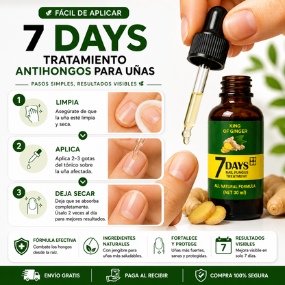 Pack 2 Tónico Antihongos para Uñas de Jengibre 7 Days 💅