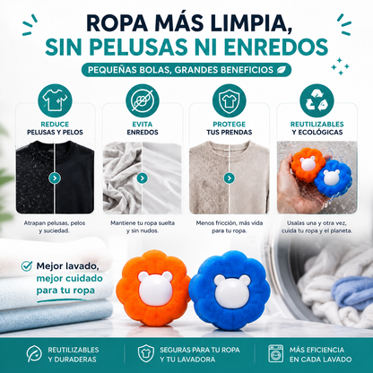 Bolas Atrapa Pelusas para Lavadora x5