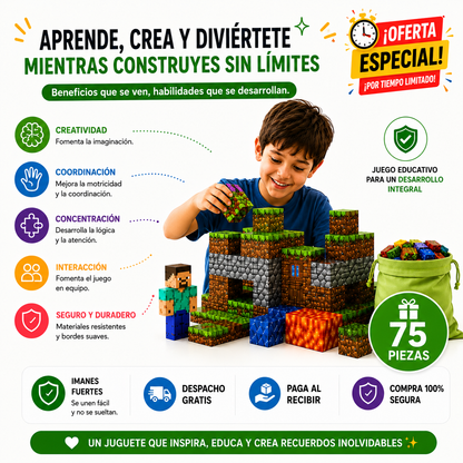 Bloques Magnéticos Minecraft 75 Piezas