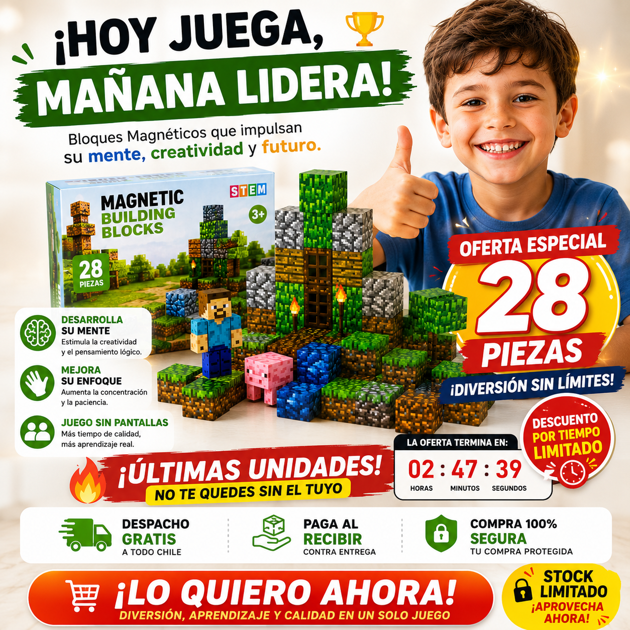 Bloques Magnéticos Minecraft 28 Piezas