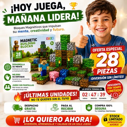Bloques Magnéticos Minecraft 28 Piezas
