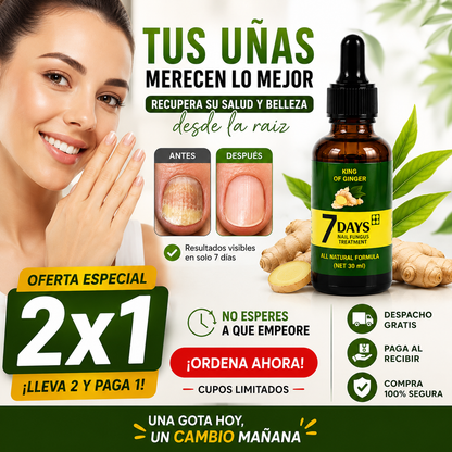 Pack 2 Tónico Antihongos para Uñas de Jengibre 7 Days 💅