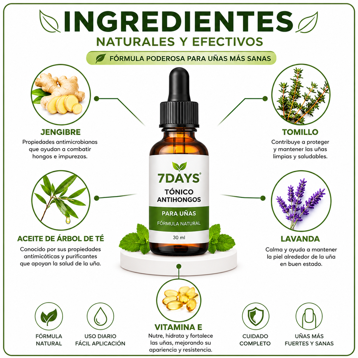 Pack 2 Tónico Antihongos para Uñas de Jengibre 7 Days 💅