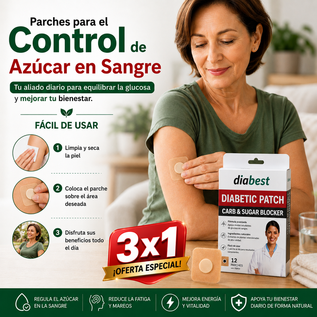 Parches Para El Control De Azucar En Sangre 3 Cajas 36 Unidades en Total