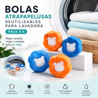 Bolas Atrapa Pelusas para Lavadora x5