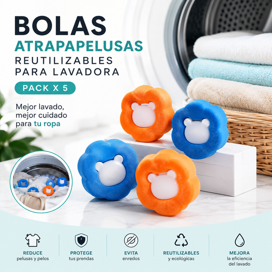 Bolas Atrapa Pelusas para Lavadora x5