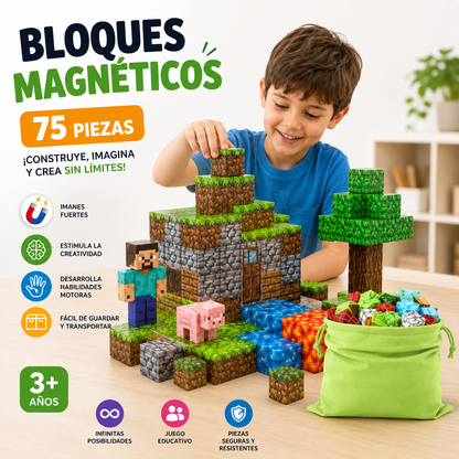 Bloques Magnéticos Minecraft 75 Piezas