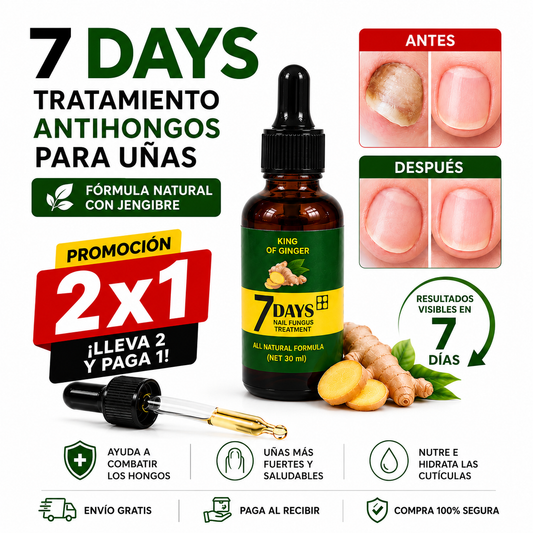 Pack 2 Tónico Antihongos para Uñas de Jengibre 7 Days 💅