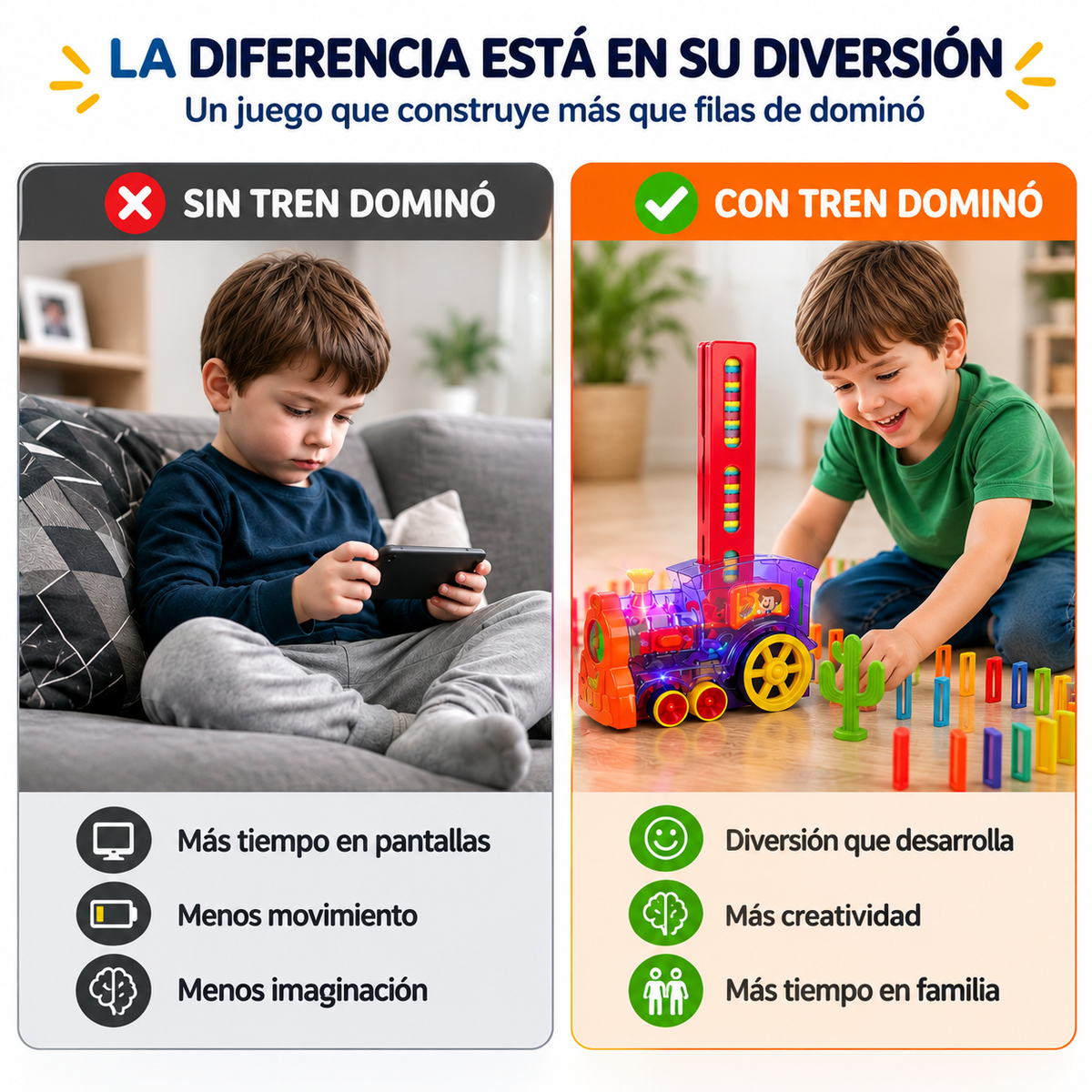 Tren Mágico de Dominó 60 Piezas ✨