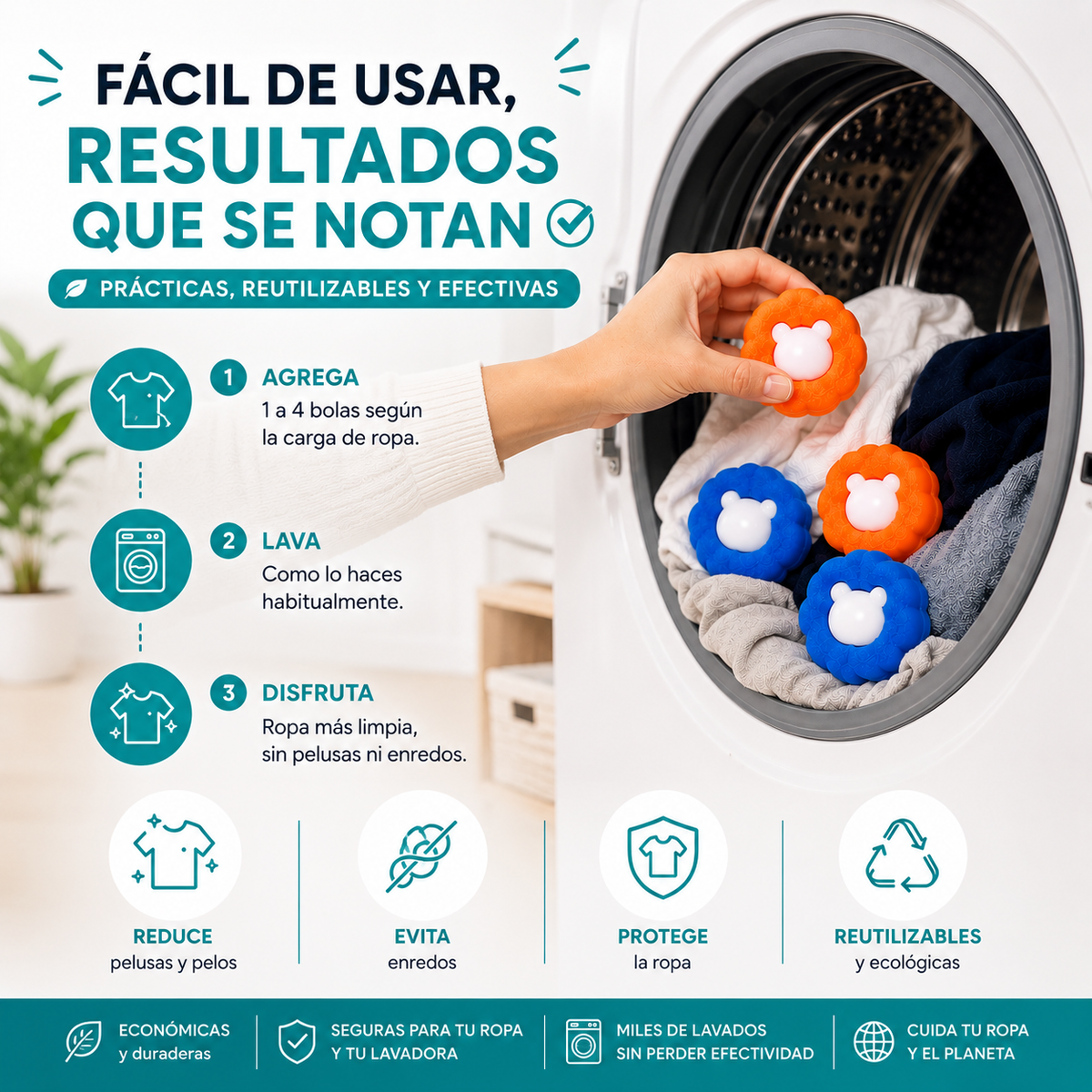 Bolas Atrapa Pelusas para Lavadora x5